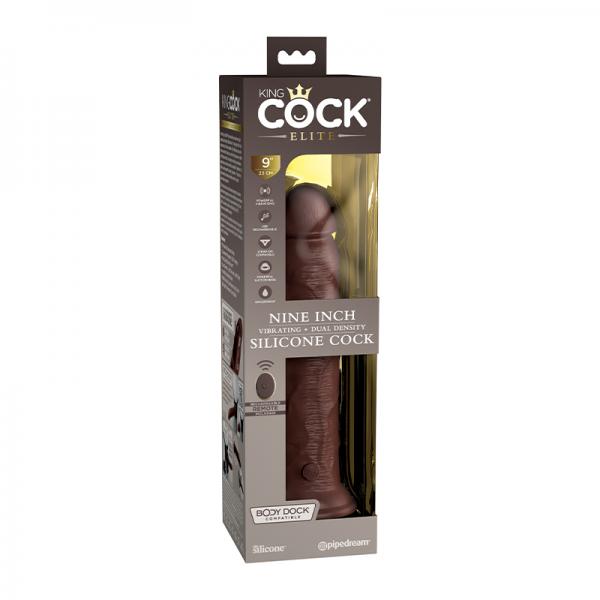 King Cock Elite Vibrating Silicone Dual-density Cock With Remote 9 In. Brown
