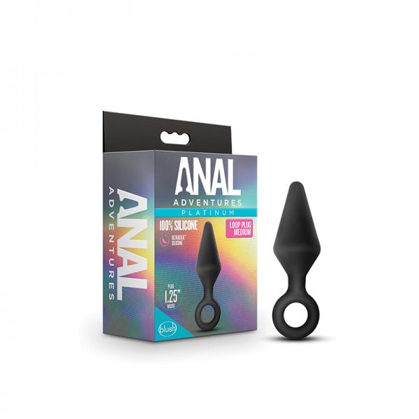 Anal Adventures Platinum Silicone Loop Plug Medium Black