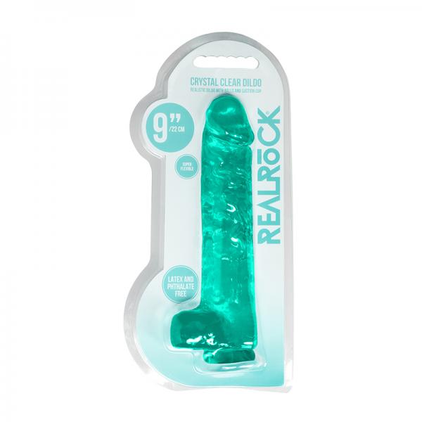 Realrock 9in Realistic Dildo W/ Balls Turquoise