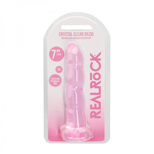 Shots Realrock Crystal Clear Non Realistic 7'' Dildo  - Pink
