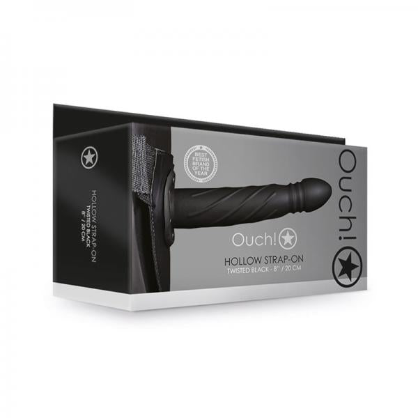Ouch! Twisted Hollow Strap-on 8 In. Black