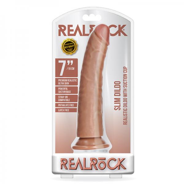Realrock Slim Dildo Without Balls 7 Tan