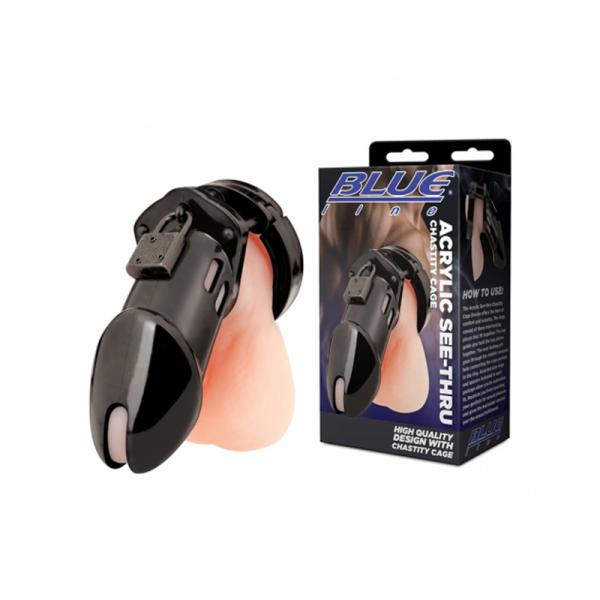 Acrylic See Thru Chastity Cage Black