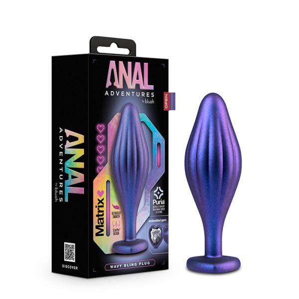 Anal Adv Matrix Wavy Bling Plug Sapphire