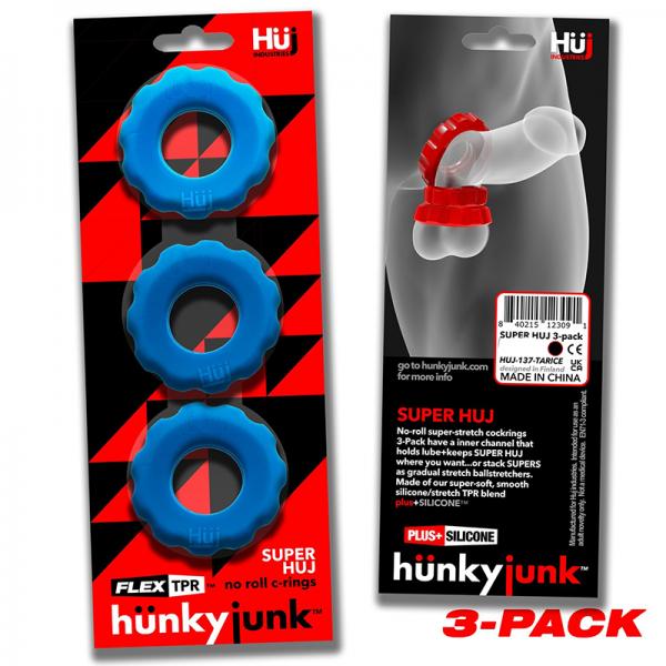 Super Huj 3pk Cockrings Teal Ice