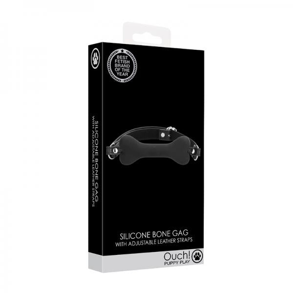 Shots Ouch Puppy Play Silicone Bone Gag - Black