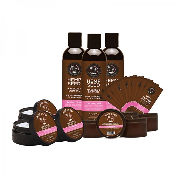 Earthly Body Hemp Seed New Fragrance Prepack In Zen Berry Rose Includes: 3 Of Each Skin Butter 8 Oz.