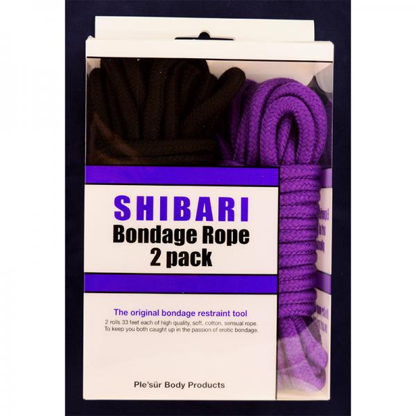Plesur Cotton Shibari Bondage Rope 2 Pack - Black/purple