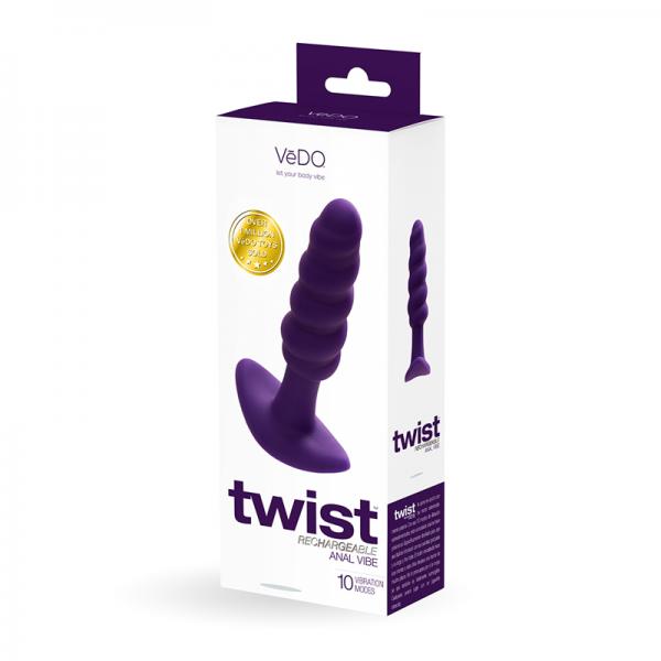 Vedo Twist Rechargeable Anal Plug - Purple
