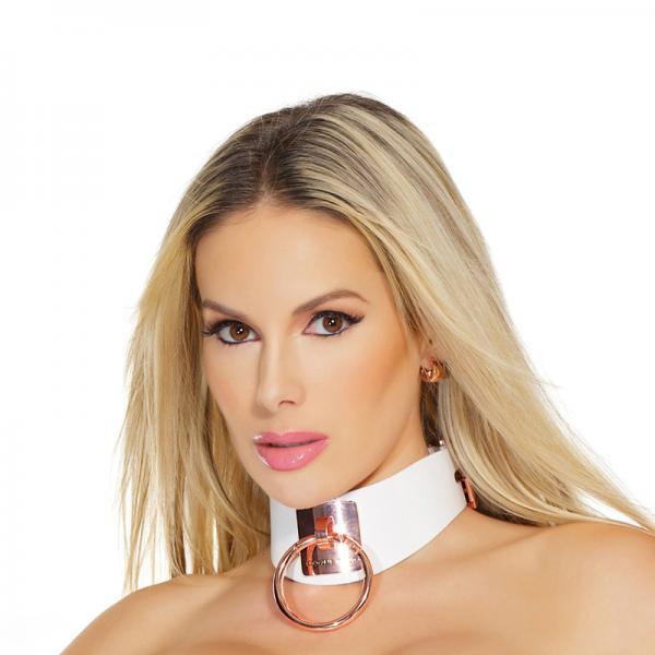 Pleasure Collection Adjustable Collar - White/rose Gold