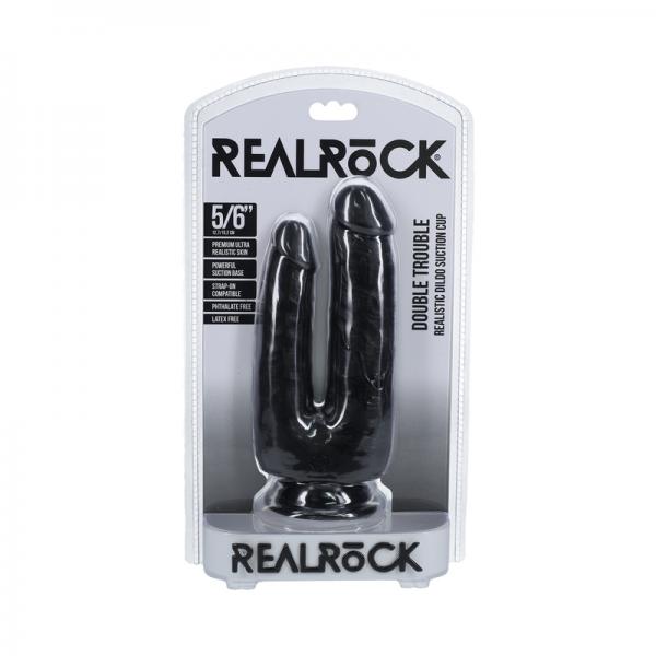 Realrock Double Trouble 5 In. / 6 In. Dildo Black