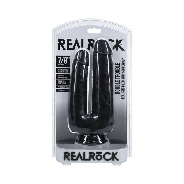 Realrock Double Trouble 7 In. / 8 In. Dildo Black
