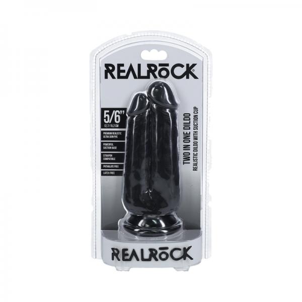 Realrock Two In One 5 In. / 6 In. Dildo Black