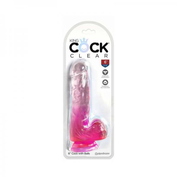 Kc 6 Cock Clear W/balls Pink