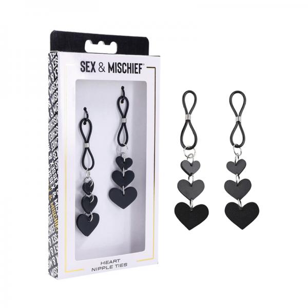 Sandm Heart Nipple Ties Blk/slv