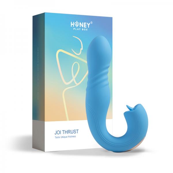 Joi App Controlled Thrusting G-spot Vibrator & Clit Licker - Blue