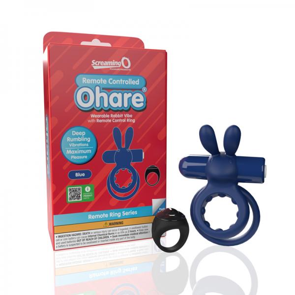 Screaming O Ohare Remote Controlled Vibrating Ring  - Blue