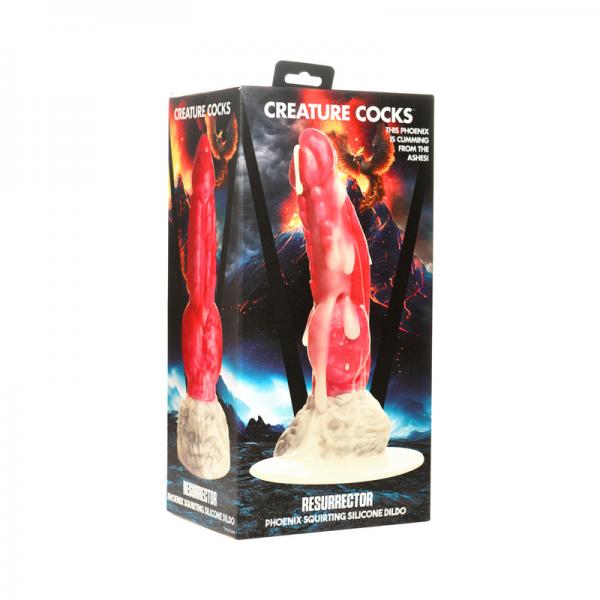 Creature Cocks Resurrector Phoenix Squirting Silicone Dildo - Red/white