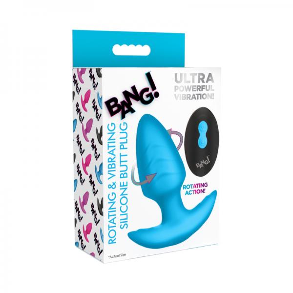 Rotating And Vibrating Silicone Butt Plug - Blue