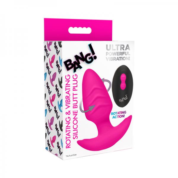Rotating And Vibrating Silicone Butt Plug - Pink