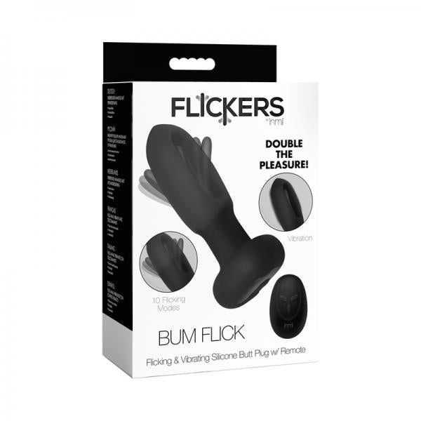 Bum Flick Vibrating And Flicking Silicone Butt Plug With Remote