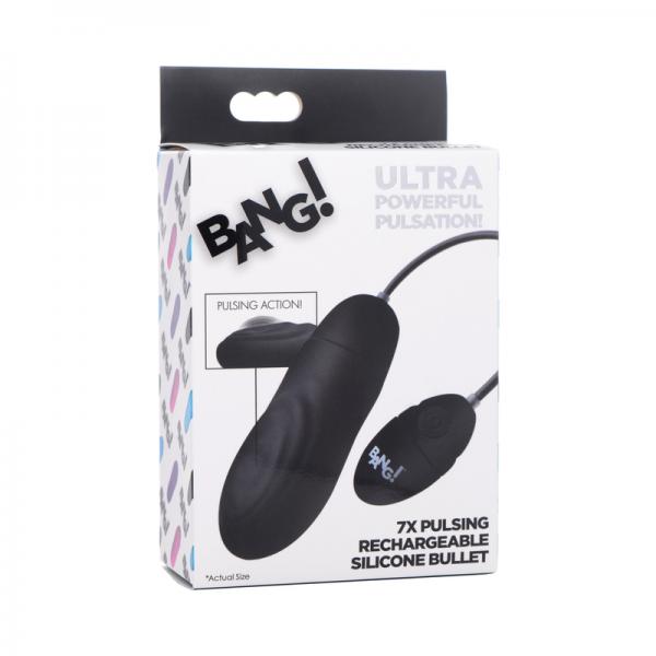 7x Pulsing Rechargeable Silicone Vibrator - Black