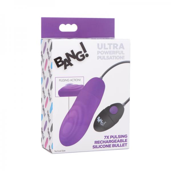 7x Pulsing Rechargeable Silicone Vibrator - Purple