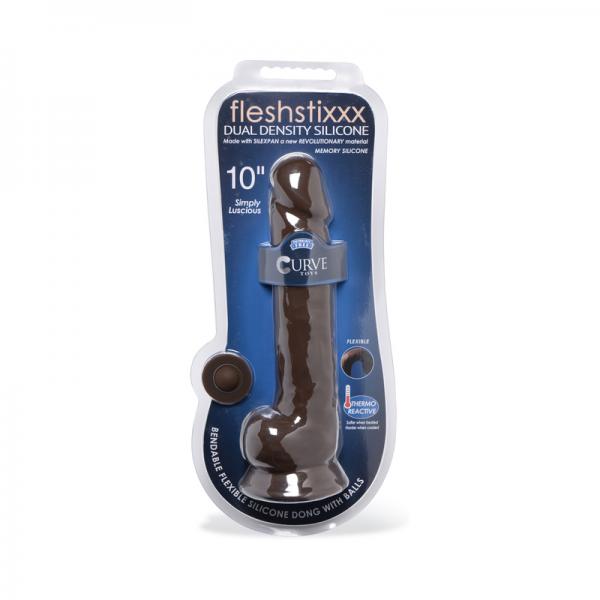 Curve Novelties Fleshstixxx 10'' Dildo W/balls - Chocolate