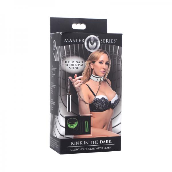Kink In The Dark Glowing Collar With Leash