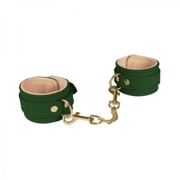 Spartacus Pu Ankle Cuffs W/plush Lining - Green
