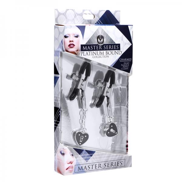 Charmed Heart Padlock Nipple Clamps Black