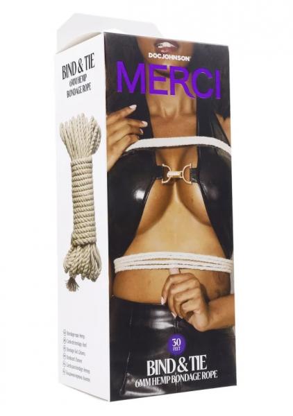 Merci Bind&tie 6mm Hemp Bondage Rope 30ft Natural