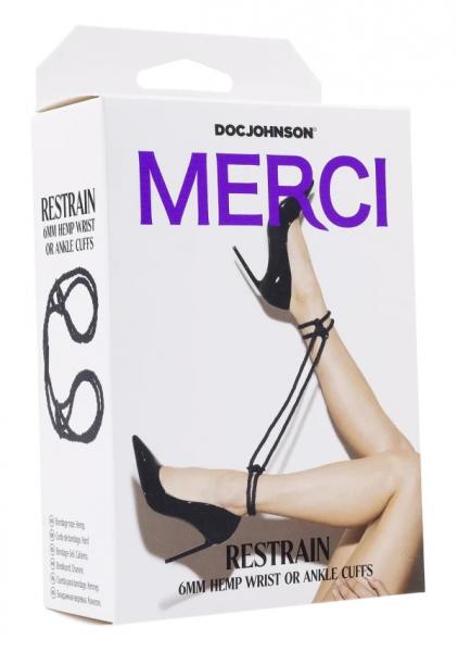 Merci Bind&tie 6mm Hemp Wrist/ankle Cuffs Black