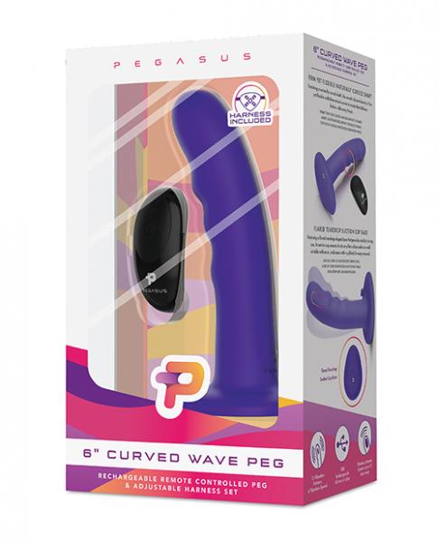 Pegasus 6'' Wireless Remote Control Curved Wave Peg With Harness Purple