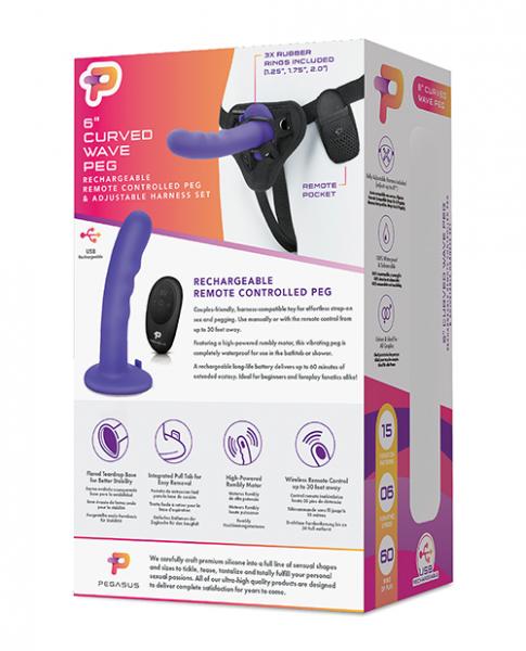 Pegasus 6'' Wireless Remote Control Curved Wave Peg With Harness Purple