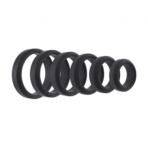 Aande Penis Ring Set 6pc Black