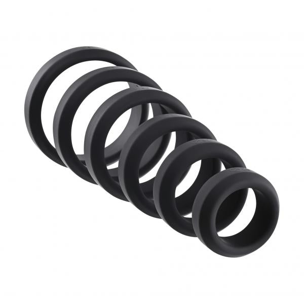 Aande Penis Ring Set 6pc Black