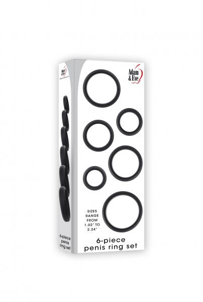 Aande Penis Ring Set 6pc Black