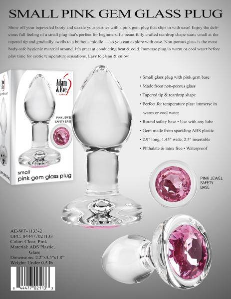 Aande Pink Gem Glass Plug Sm