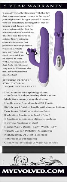 Evolved Tilt-o-whirl Dual Vibe With Spinning Clit Stimulator 8 Vibe Functions And 5 Wave Functions I