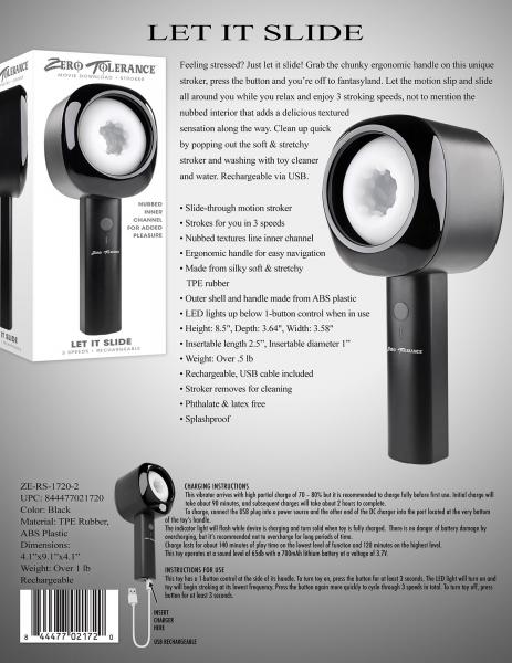 Zero Tolerance Let It Slide Rechargeable Stroker Black