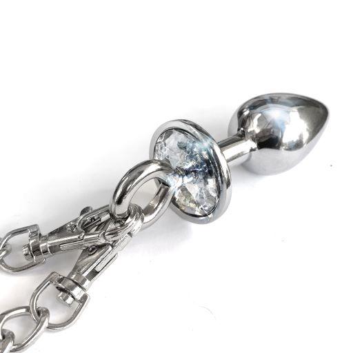 Nixie Metal Butt Plug & Handcuffs Set Silver