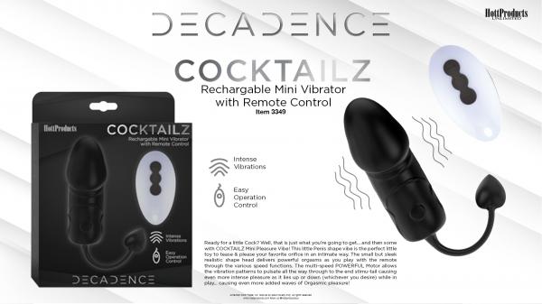 Decadence Cocktailz Vibrating Penis Shape Egg With Warming Element Remote Control Black