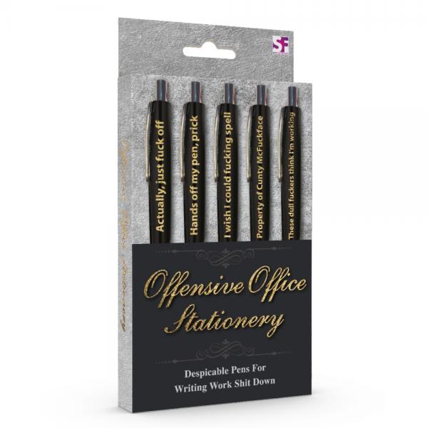 Offensive Office Stationery (pens) Assorted Sayings. (5-pack)
