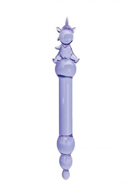 Glass Menage Unicorn Dildo Purple