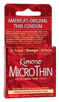 Kimono Micro Thin Lubricated Latex Condomos (3 Pack)