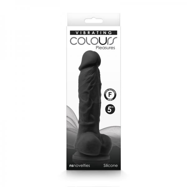 Colours Pleasures Vibrating 5'' Dildo - Black