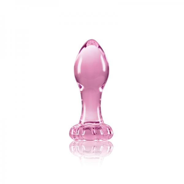 Crystal Flower Glass Anal Plug Pink