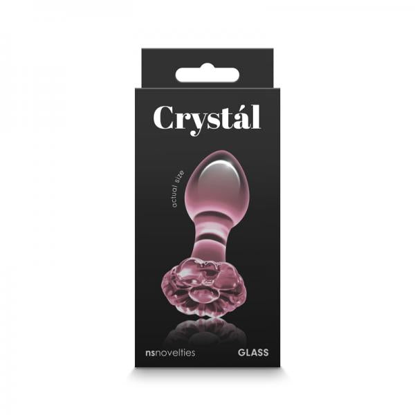Crystal Flower Glass Anal Plug Pink