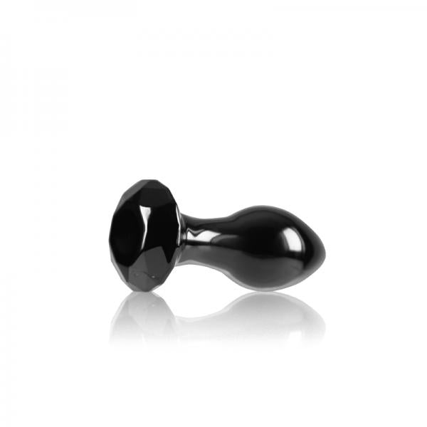 Crystal Gem Glass Anal Plug Black